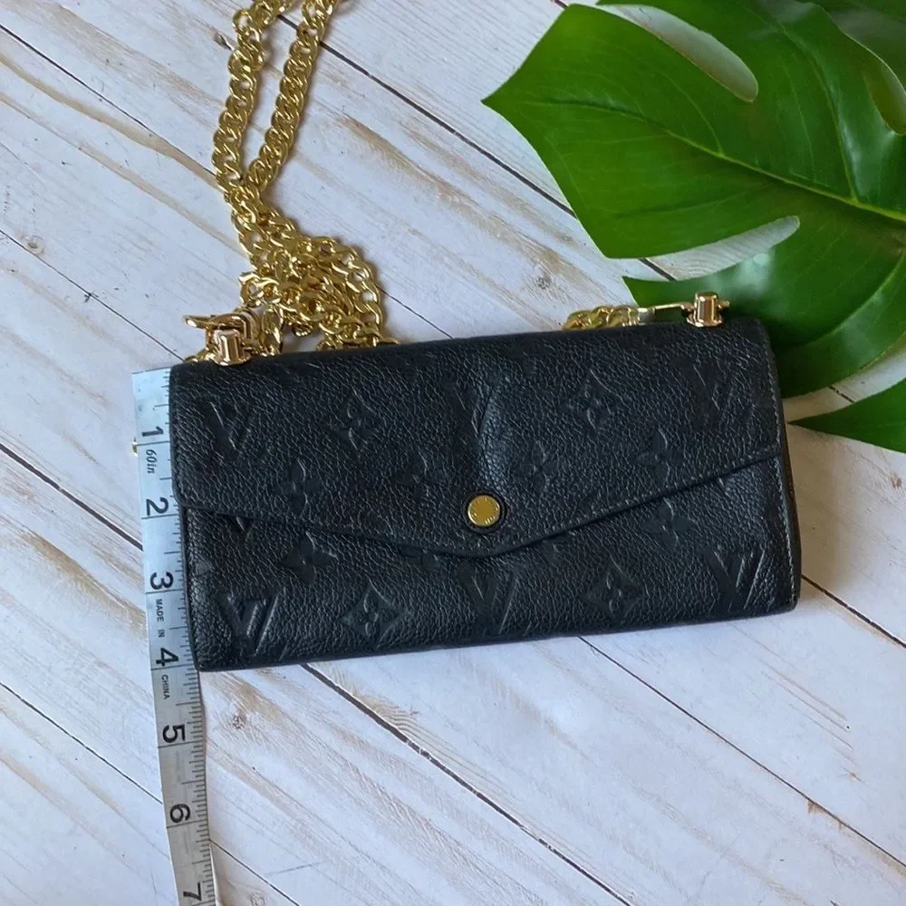 Louis Vuitton Black Crossbody Wallet with Gold Chain